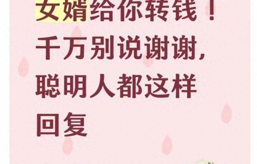 女婿给你转钱！千万别说谢谢，聪明人都这样回复
